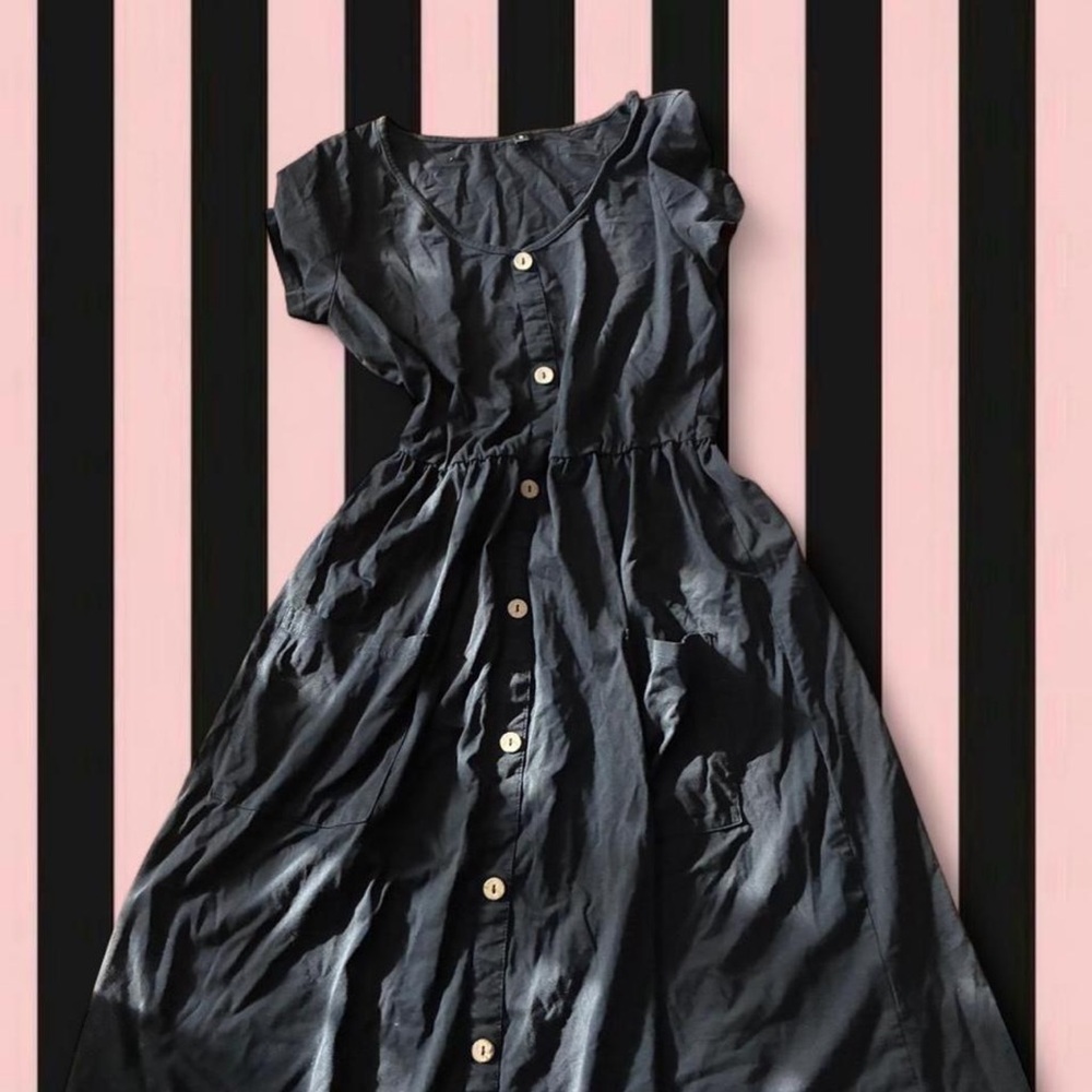 Classic Black Button-Front Women’s Dress